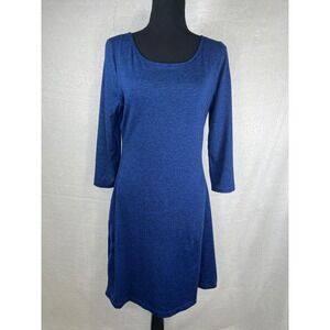 Patagonia‎ Blue Heathered Crew Neck 3/4 Sleeve A-Line Dress Size Small
